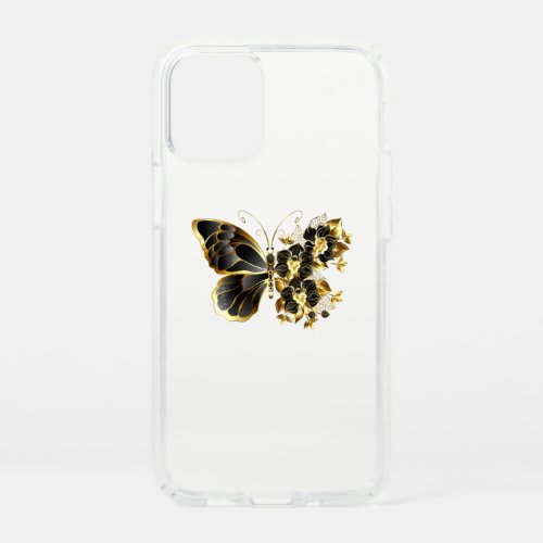 Gold Flower Butterfly with Black Orchid Speck iPhone 12 Mini Case