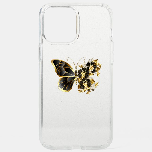 Gold Flower Butterfly with Black Orchid Speck iPhone 12 Pro Max Case (Front)