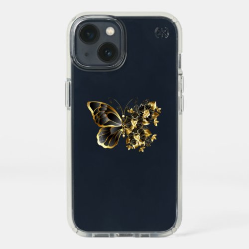 Gold Flower Butterfly with Black Orchid Speck iPhone 13 Case