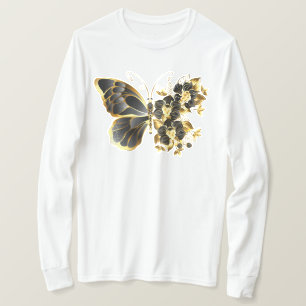 Gold Flower Butterfly with Black Orchid T-Shirt