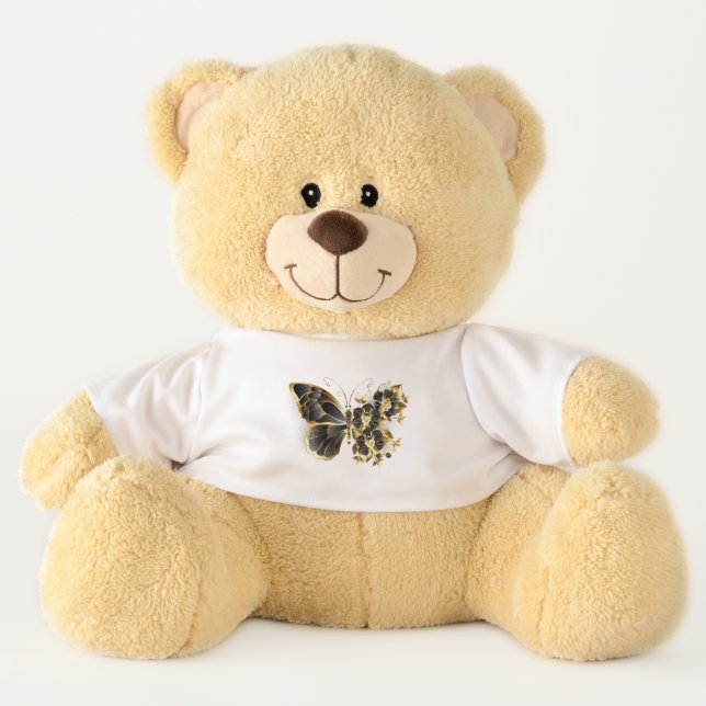 Gold Flower Butterfly with Black Orchid Teddy Bear (Front)