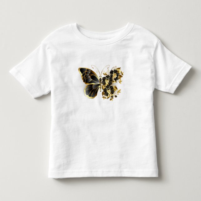 Gold Flower Butterfly with Black Orchid Toddler T-shirt (Front)