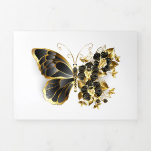 Gold Flower Butterfly with Black Orchid Tri-Fold Program