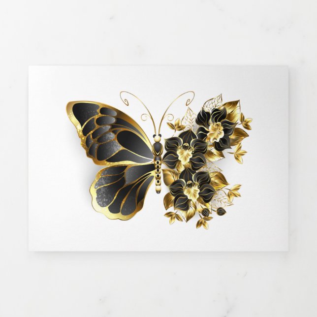 Gold Flower Butterfly with Black Orchid Tri-Fold Program (Cover)