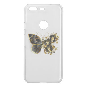 Gold Flower Butterfly with Black Orchid Uncommon Google Pixel Case