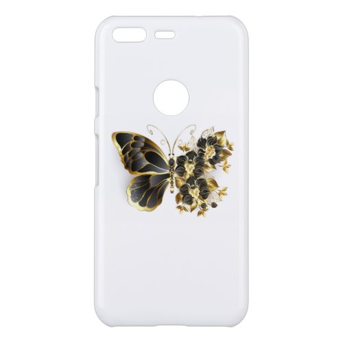 Gold Flower Butterfly with Black Orchid Uncommon Google Pixel Case