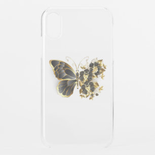 Gold Flower Butterfly with Black Orchid iPhone XR Case