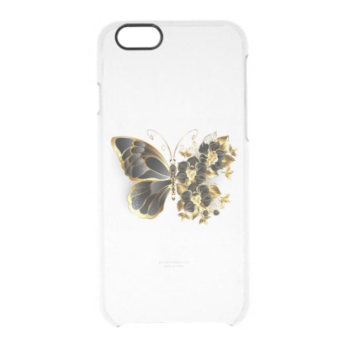 Gold Flower Butterfly with Black Orchid Clear iPhone 66S Case