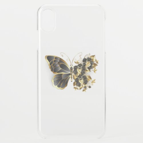 Gold Flower Butterfly with Black Orchid iPhone XS Max Case