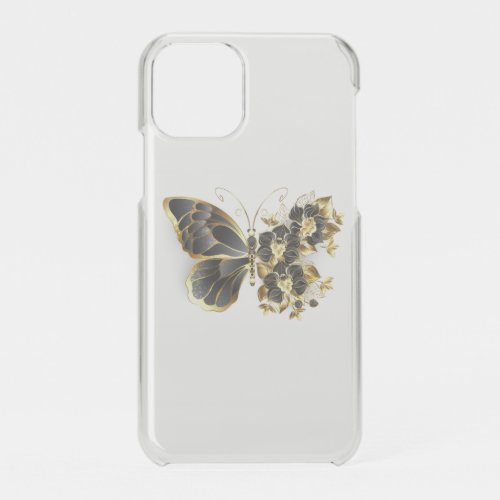 Gold Flower Butterfly with Black Orchid iPhone 11 Pro Case