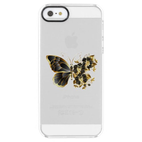 Gold Flower Butterfly with Black Orchid Clear iPhone SE55s Case