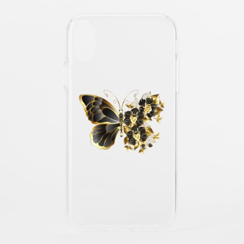 Gold Flower Butterfly with Black Orchid iPhone XR Case
