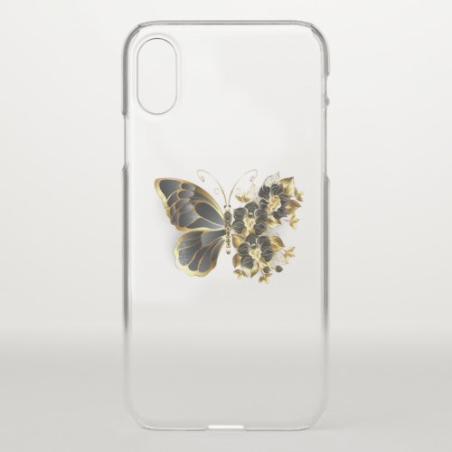 Gold Flower Butterfly with Black Orchid iPhone X Case
