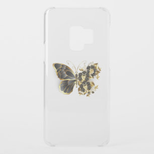 Gold Flower Butterfly with Black Orchid Uncommon Samsung Galaxy S9 Case