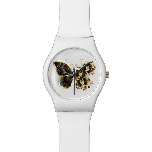 Gold Flower Butterfly with Black Orchid Watch (Close Up)