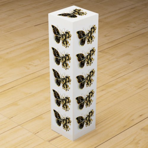 Gold Flower Butterfly with Black Orchid Wine Box