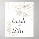 Gold Flower Cards And Gifts Poster Sign at Zazzle