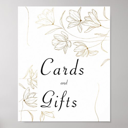 Gold Flower Cards and Gifts Poster Sign