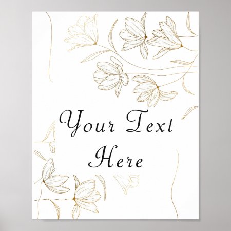 Gold Flower Custom Text Poster