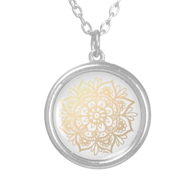 Gold Flower Mandala Necklace (Front)