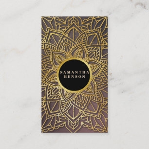 Gold Flower Mandala Pattern Yoga Instructor Business Card