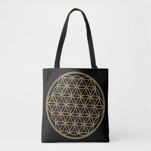 Gold Flower of Life Pattern on Any Color Tote Bag