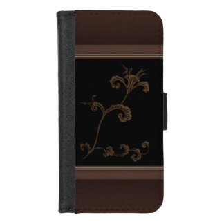 Gold Flower On Black iPhone 8/7 Wallet Case