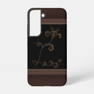 Gold Flower On Black Samsung Galaxy S22 Case