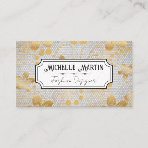 Gold Flower Pattern Geometric Tiles Business Card