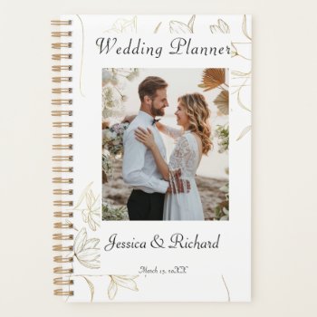 Gold Flower Photo Wedding Planner by Celebration_Paperie at Zazzle