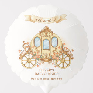 Gold Flower Prince Carriage Baby Shower Welcome Balloon