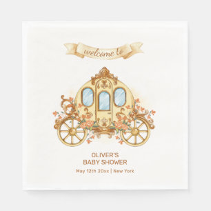 Gold Flower Prince Carriage Baby Shower Welcome Napkins