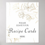 Gold Flower Recipe Cards Poster Sign at Zazzle