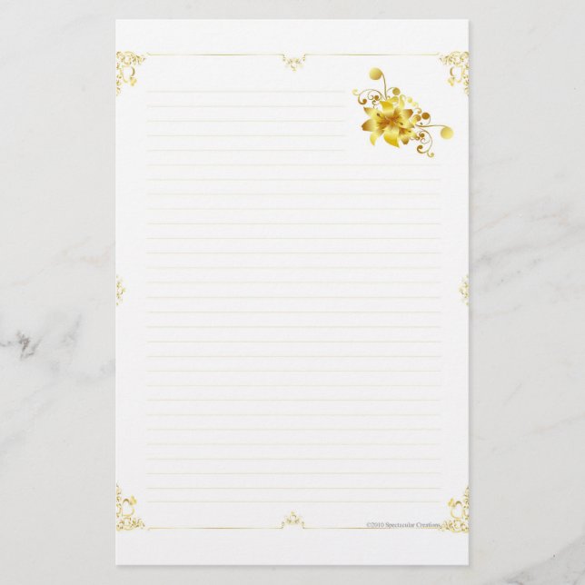 Gold Flower Stationary Stationery (Front)