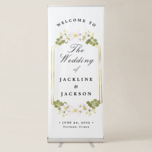 gold flower Wedding Welcome Retractable Banner