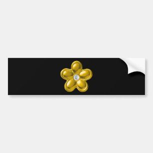 GOLD FLOWER WITH DIAMOND BUMPER STICKER