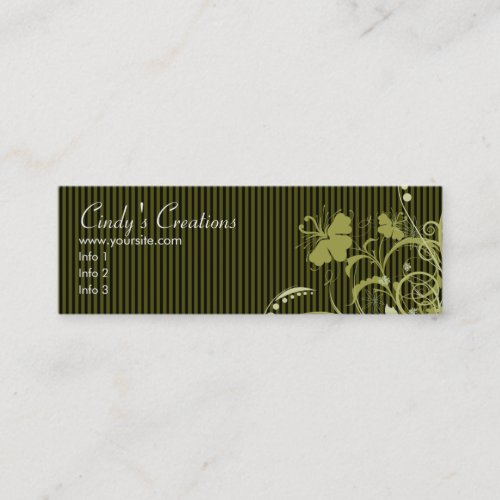 Gold Flowers and Stripes Business Card Templates