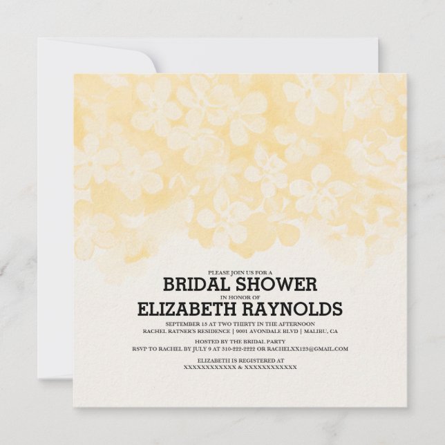 Gold Flowers Bridal Shower Invitations (Front)
