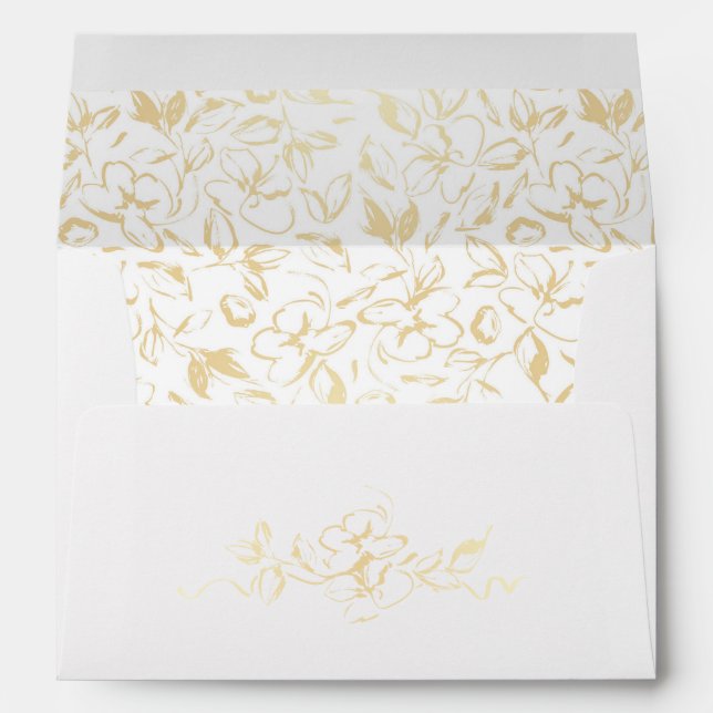 Gold Flowers Elegant Boho Romantic Envelope (Back (Bottom))