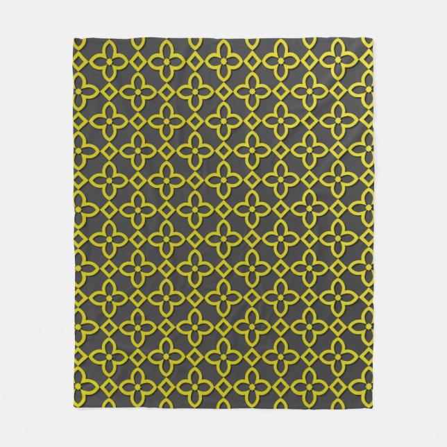 Gold flowers fleece blanket (Front)