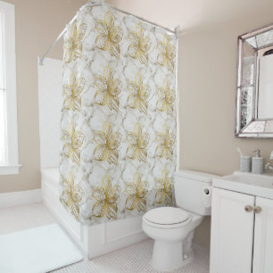 Gold Flowers Pattern #4 Shower Curtain