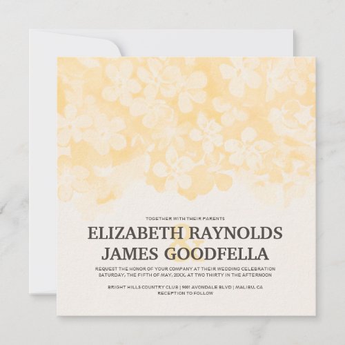 Gold Flowers Wedding Invitations