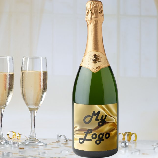 Gold fluid logo image business sparkling wine label (Creator Uploaded)