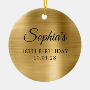 Gold Foil 18th Birthday Photo Ceramic Ornament