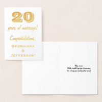 Gold Foil 20th Wedding Anniversary + Custom Names