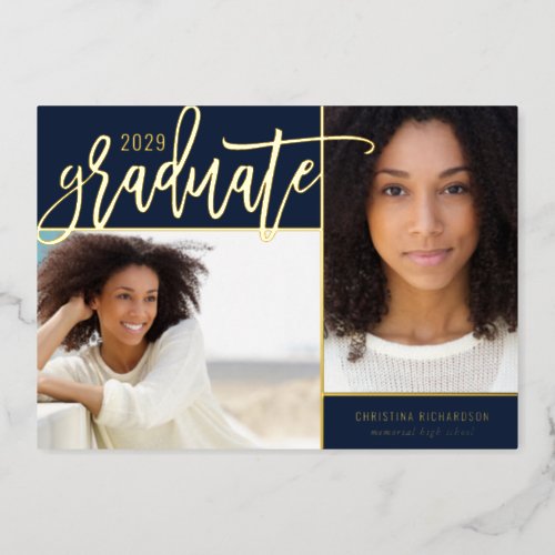 Gold Foil 2 Photo Graduation Announcement