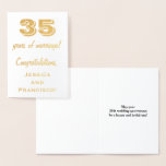 [ Thumbnail: Gold Foil 35th Wedding Anniversary + Custom Names Foil Card ]