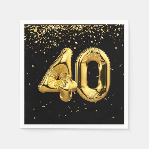 Gold Foil 40 Balloons And Confetti  Napkins