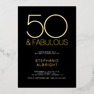 Gold Foil 50 and Fabulous 50th Birthday Party Foil Invitation