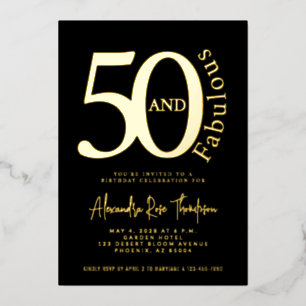 Gold Foil 50 and Fabulous 50th Birthday Party I Invitation
